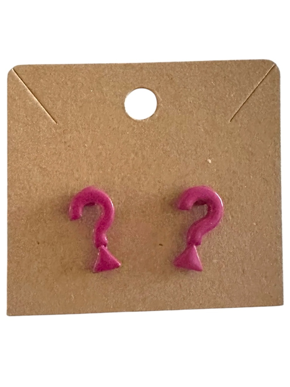 Pink Question Mark Studs